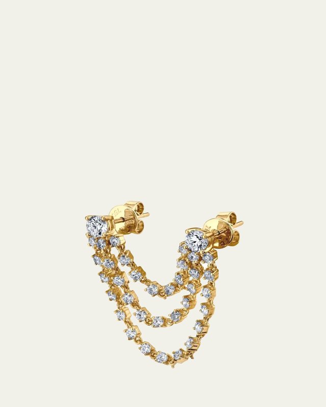 18K Gold Bianca Double Loop Single Earring 1.42 ct. Diamonds